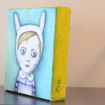 Rabbitgirl painting by Jennifer Rain Sherwin