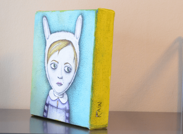 Rabbitgirl painting by Jennifer Rain Sherwin